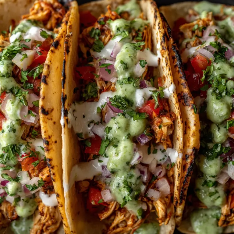 Shredded Chicken Tacos with Creamy Chimichurri Sauce Recipe