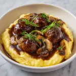 Mashed Potatoes with Meatball Mushroom Stew Recipe