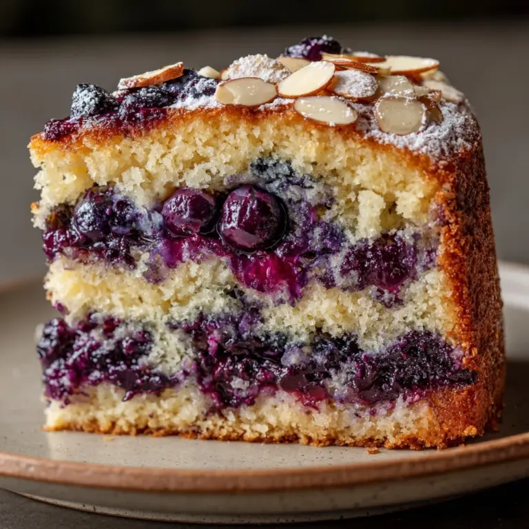Almond Praline Blueberry Cake Recipe