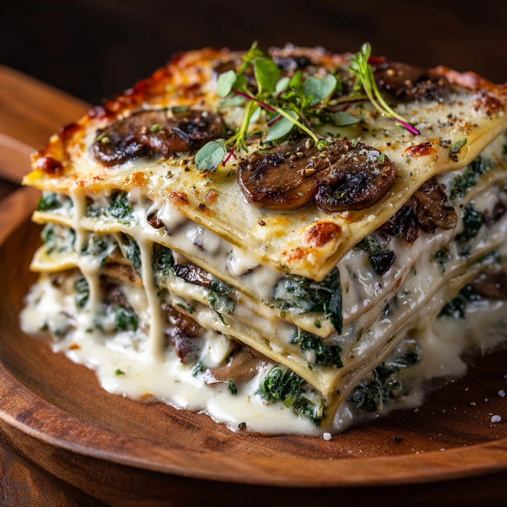 Easy Creamy Spinach Mushroom Lasagna Recipe - Recipe Image
