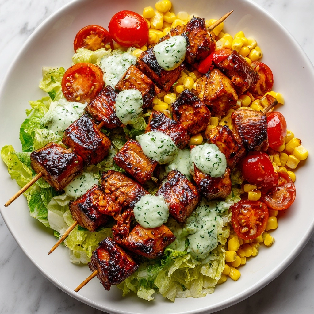 BBQ Chicken Skewer Salad Recipe - Recipe Image