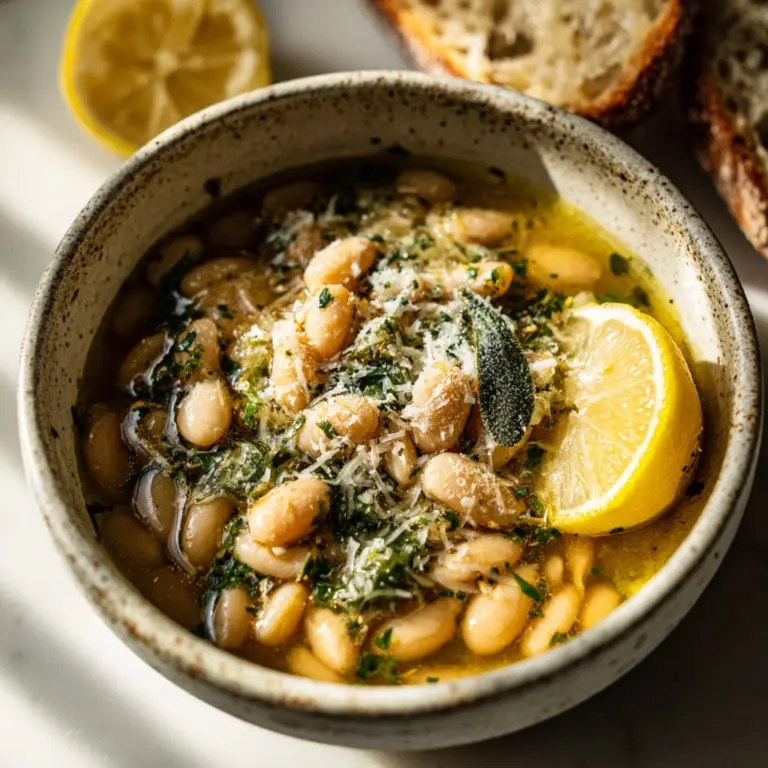 Brothy White Beans with Parmesan & Lemon Recipe