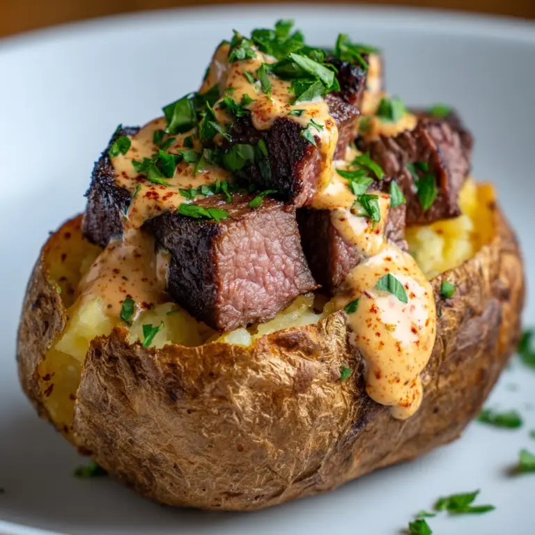 Loaded Baked Potato with Steak Bites Recipe