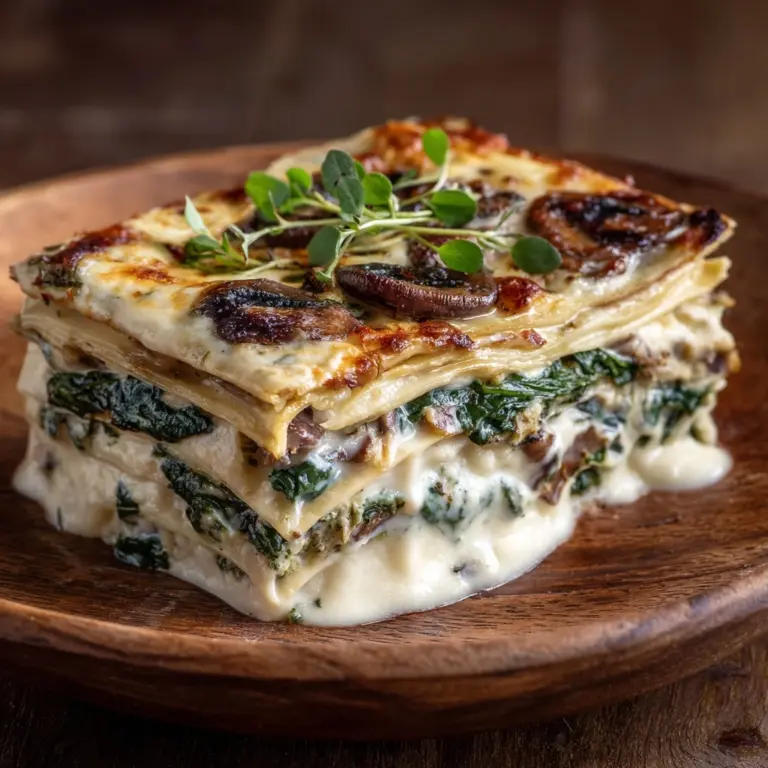 Easy Creamy Spinach Mushroom Lasagna Recipe