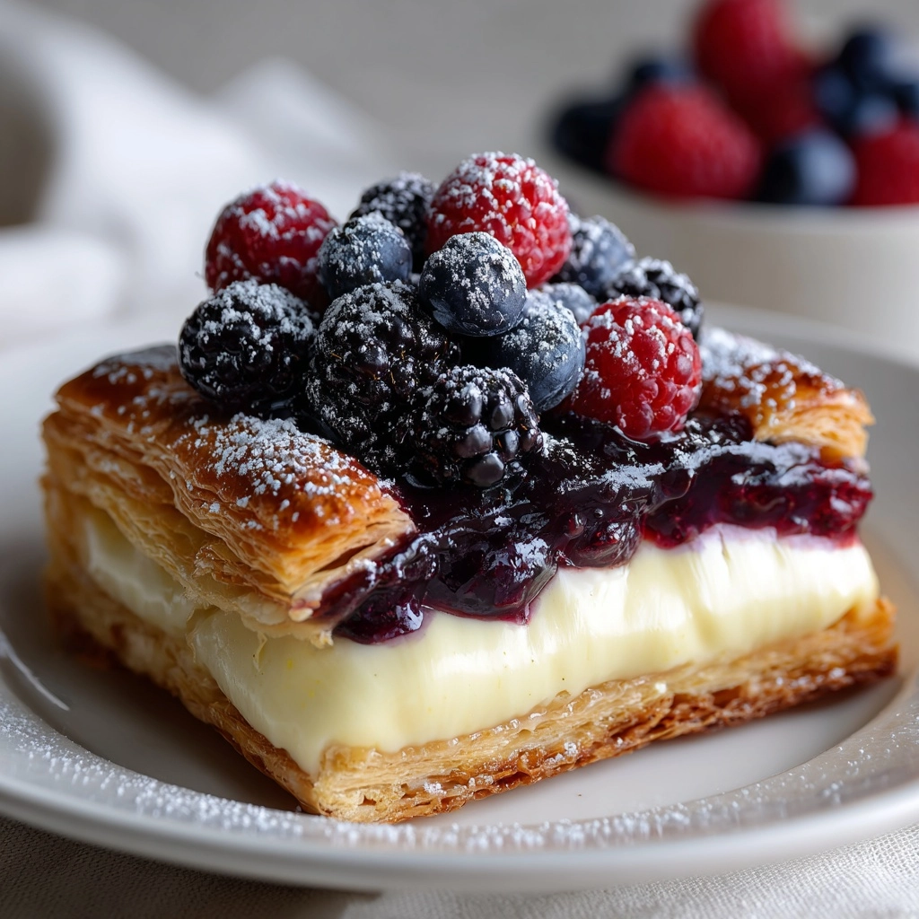 Berry Custard Puff Pastry Tart Recipe - Recipe Image