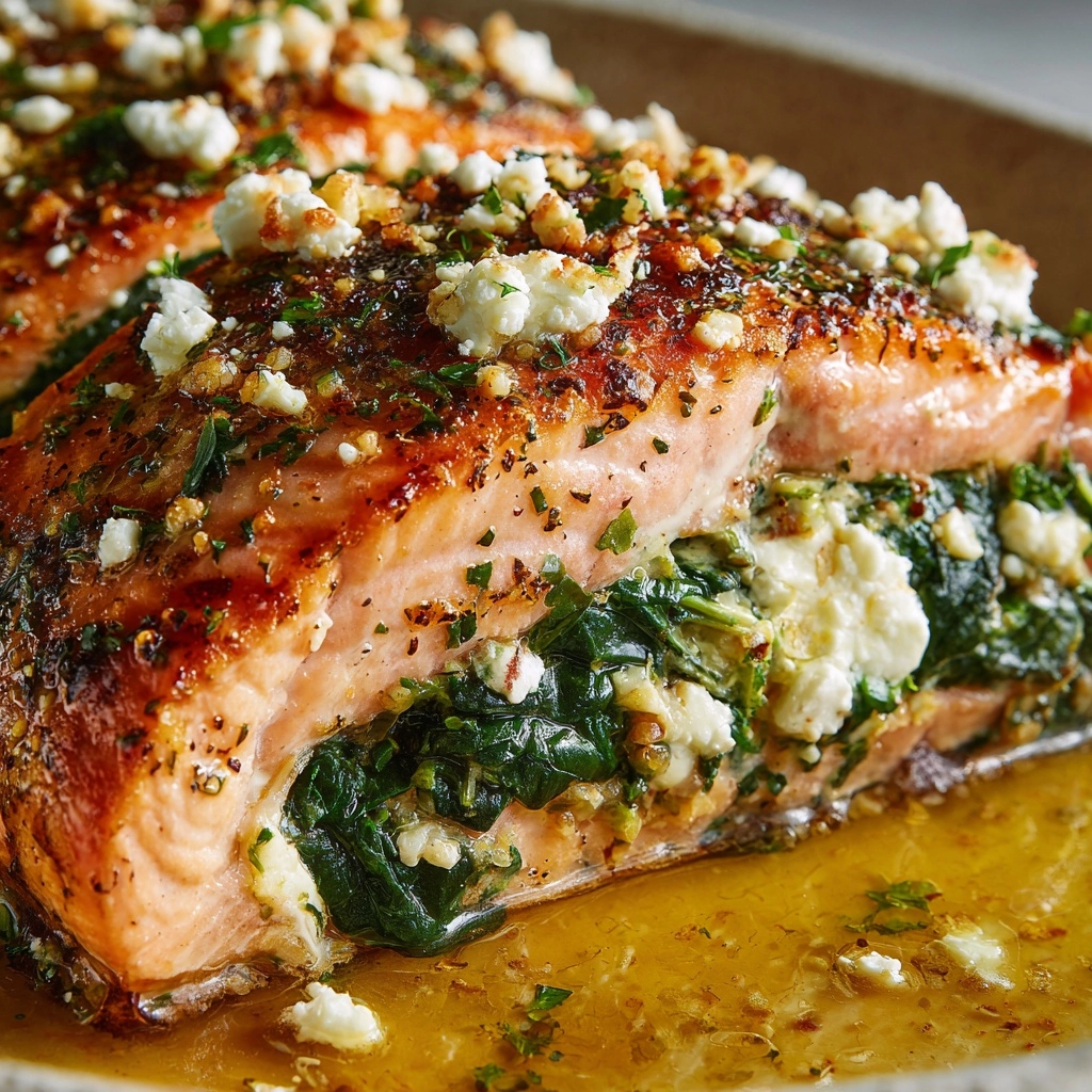 Spinach and Feta Stuffed Salmon Recipe - Recipe Image