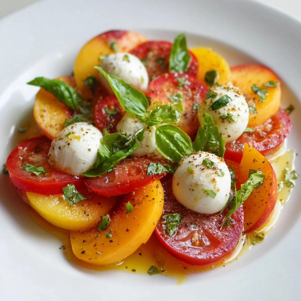 Tomato Peach Burrata Salad Recipe - Recipe Image