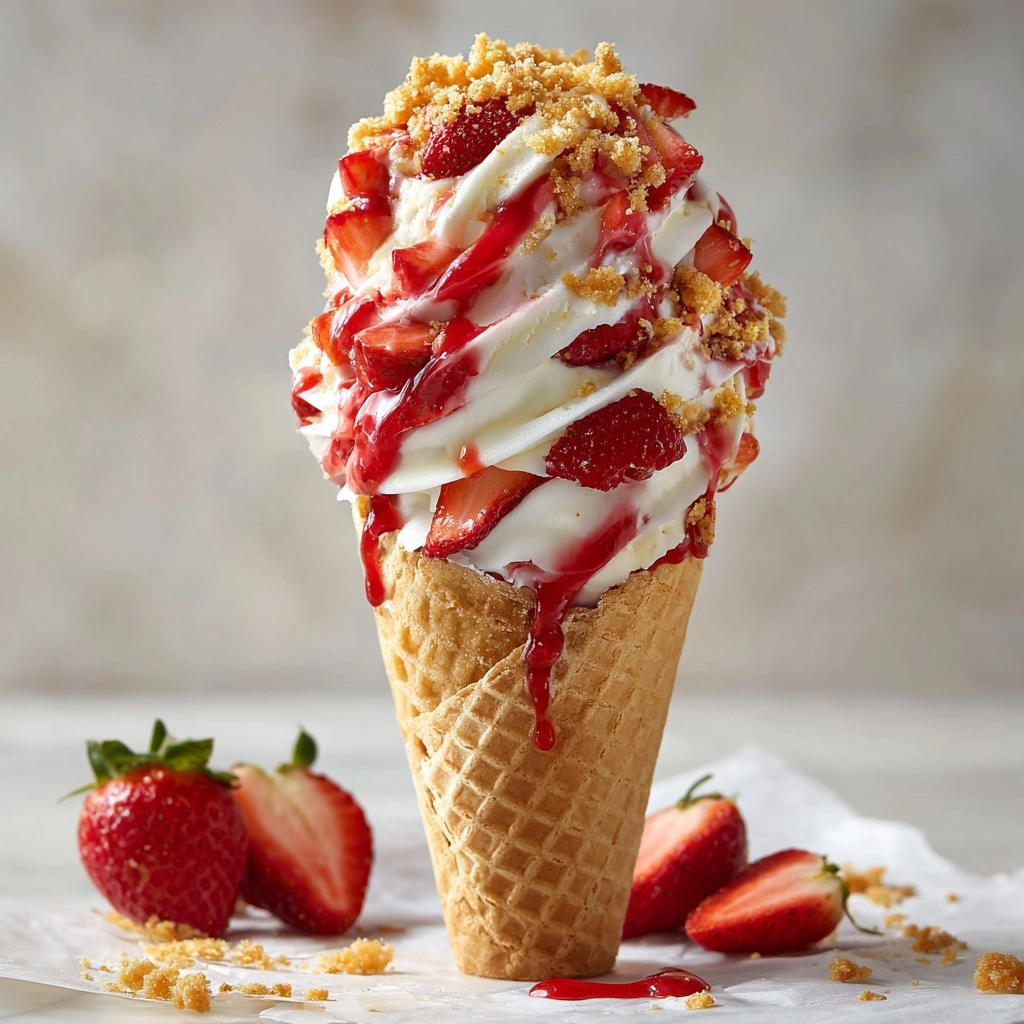 Strawberry Crunch Cheesecake Cones Recipe - Recipe Image