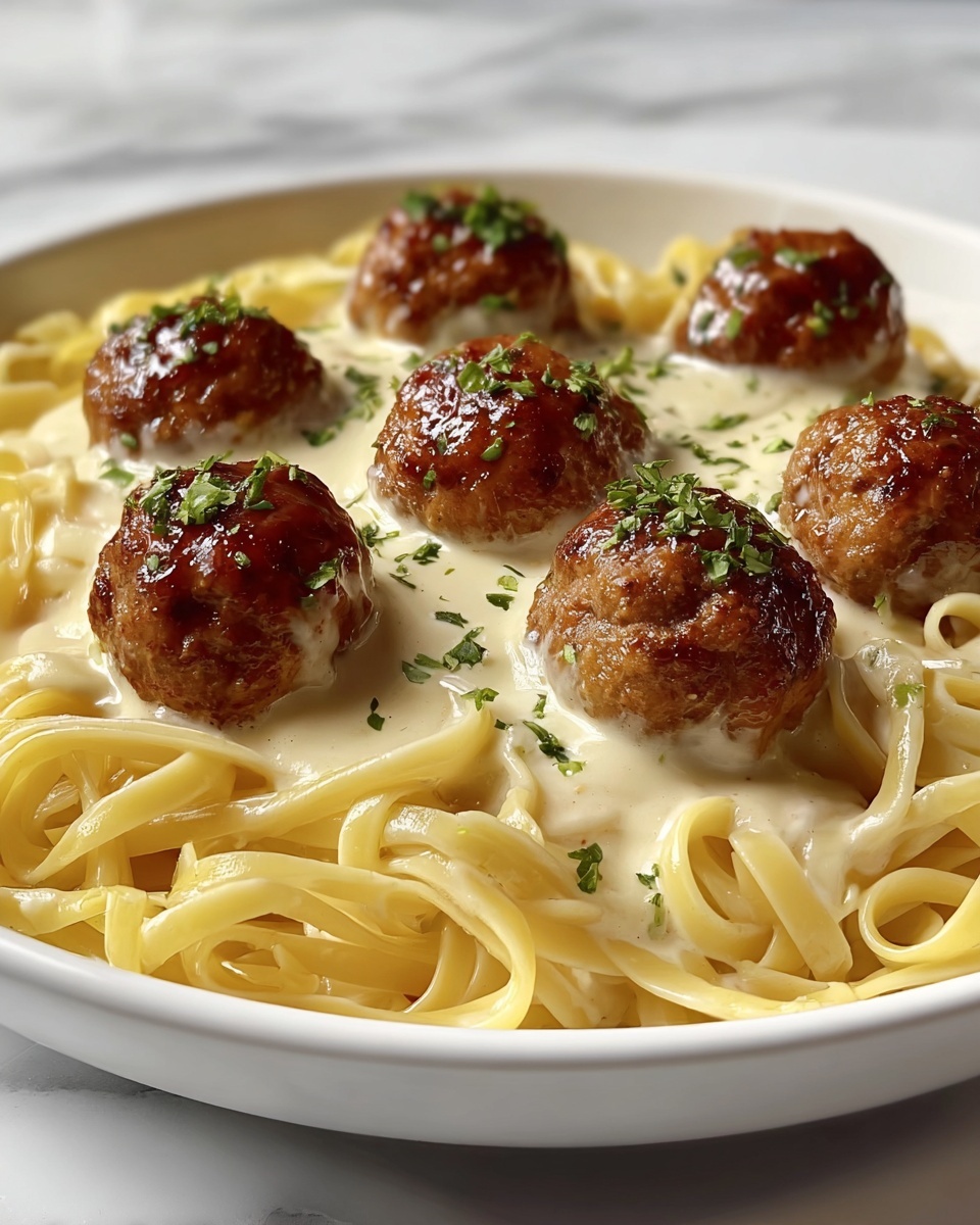 Garlic Butter Meatballs & Parmesan Linguine Recipe - Recipe Image