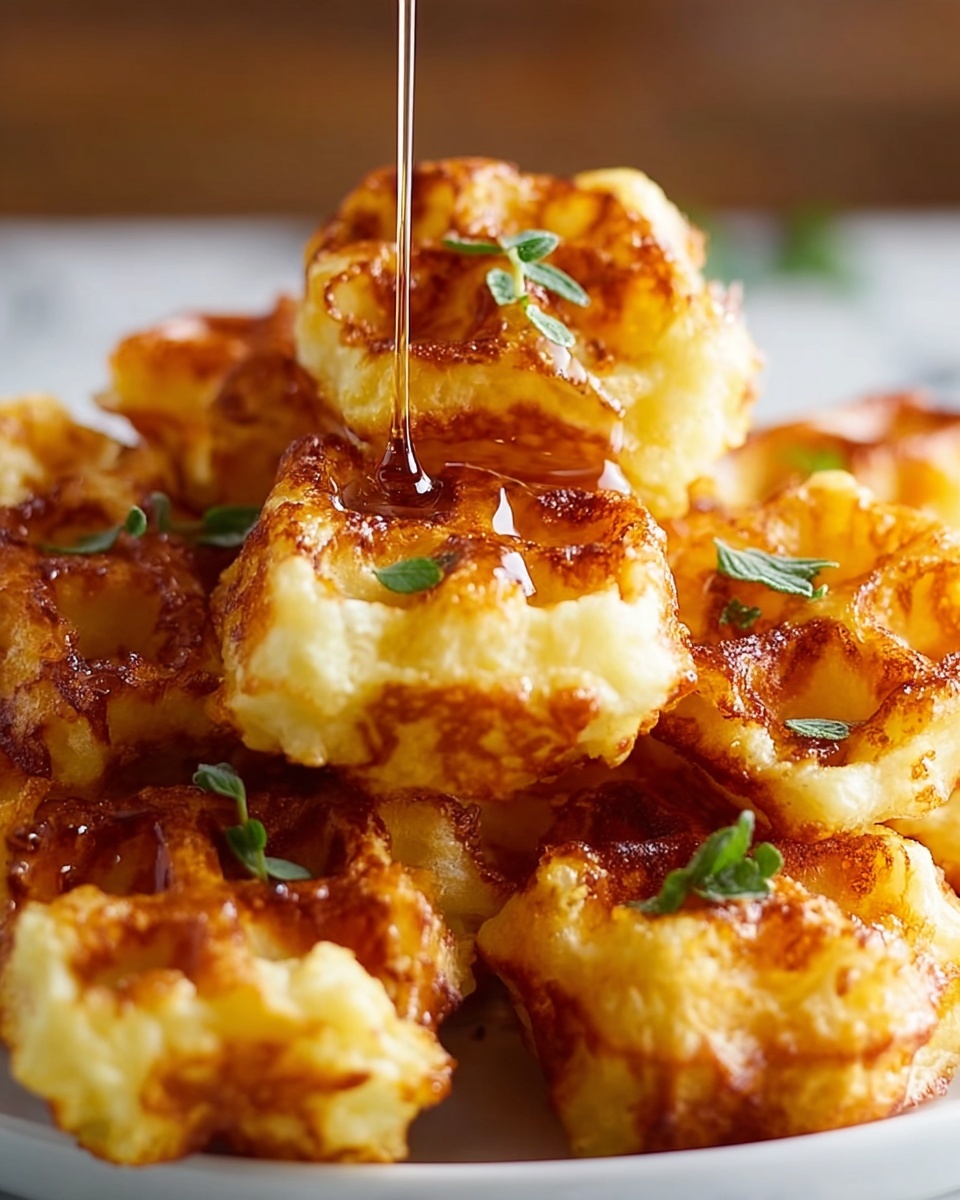 Cornbread Waffle Bites with Smoked Gouda and Honey Recipe - Recipe Image