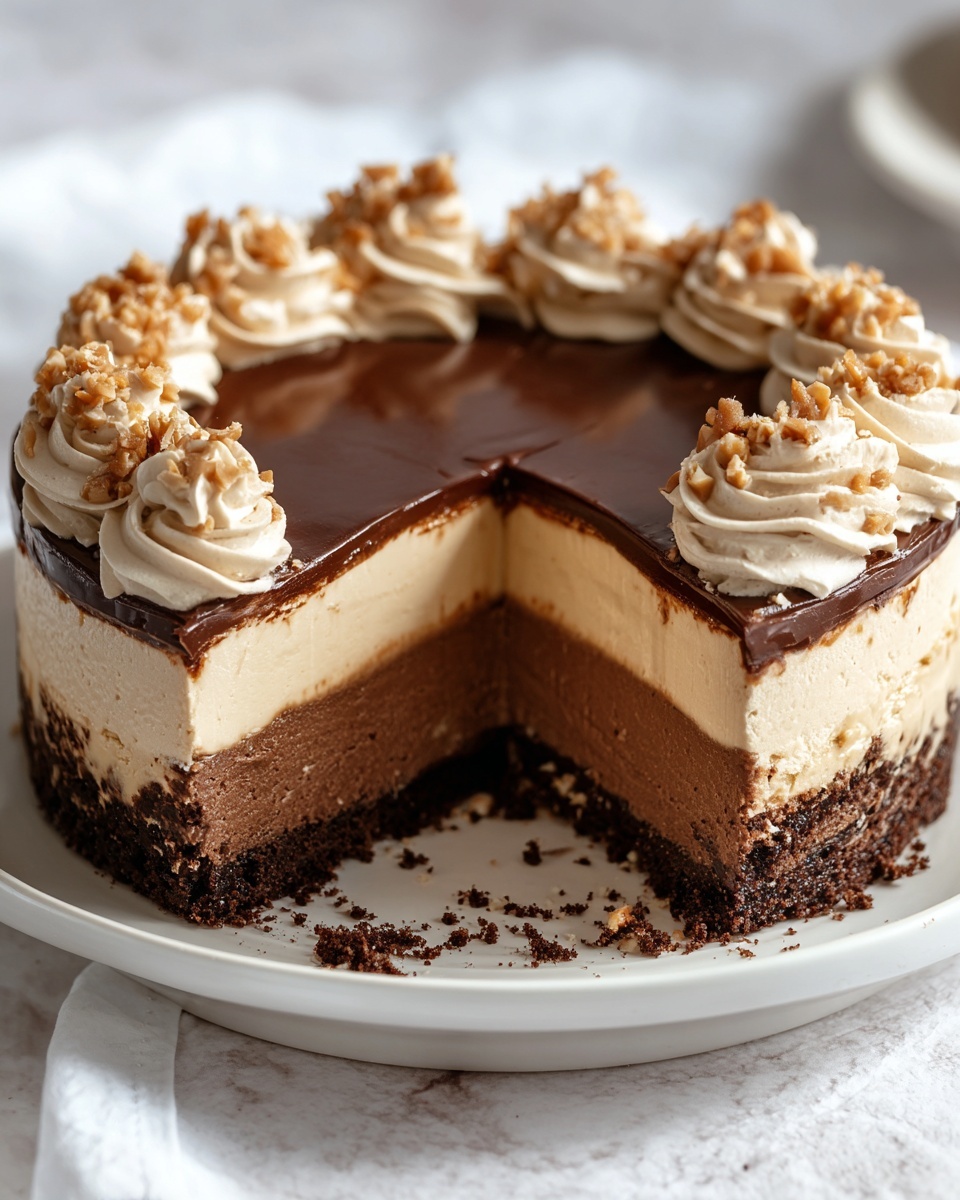 No-Bake Chocolate Peanut Butter Cheesecake Recipe - Recipe Image