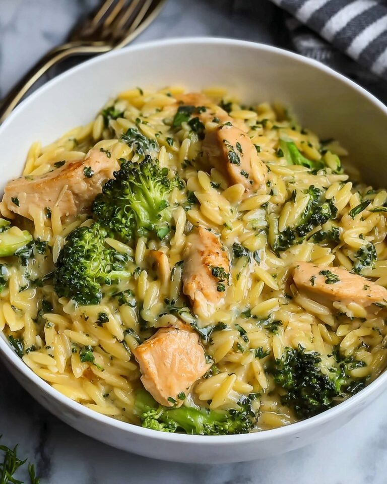 Cheesy Chicken Broccoli Orzo Recipe