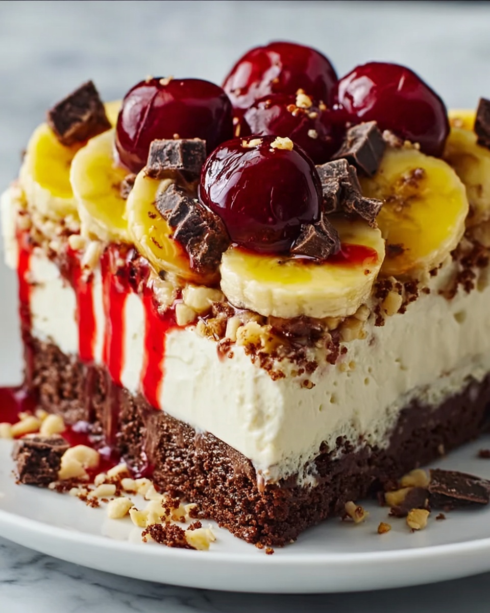 No-Bake Banana Split Cheesecake Recipe - Recipe Image