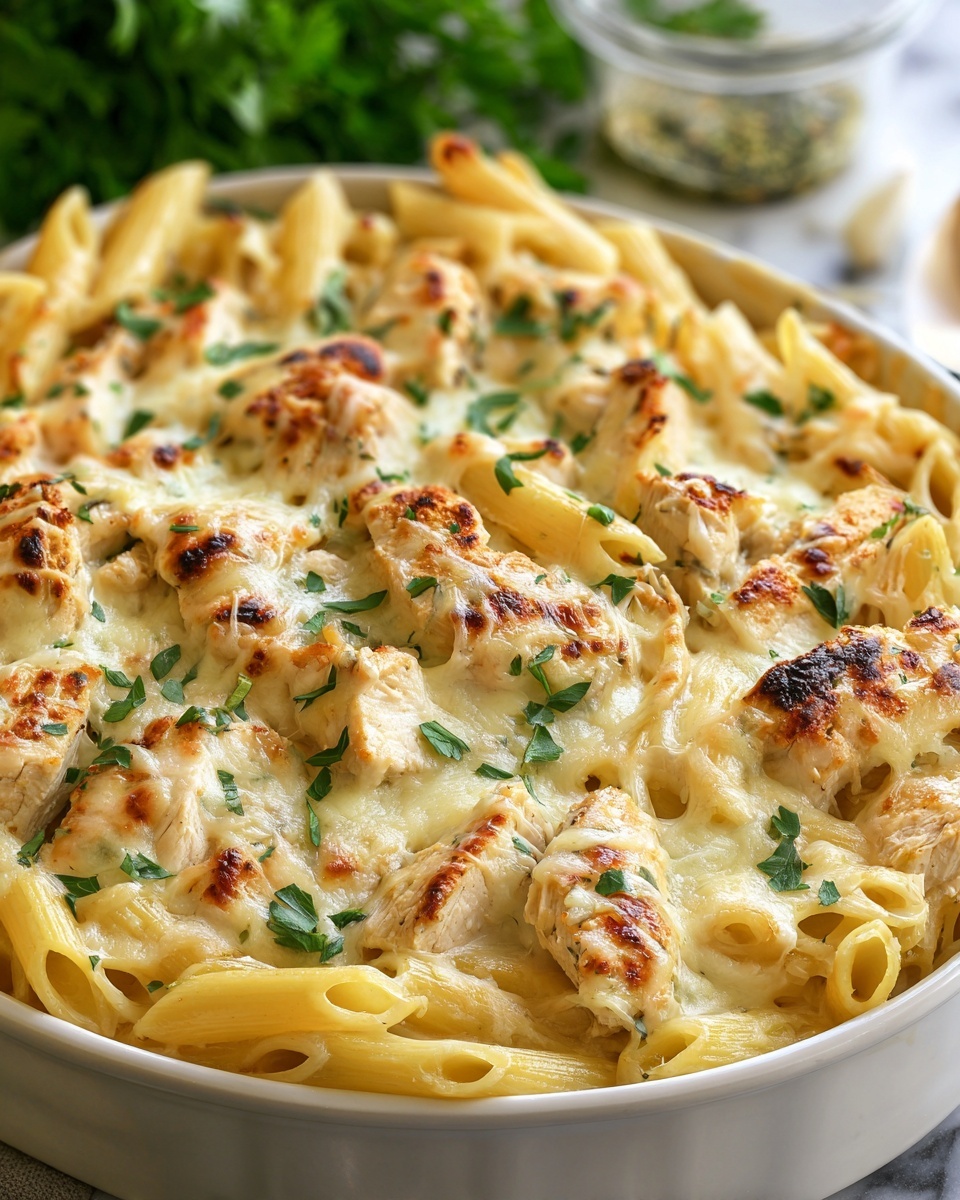 Garlic Parmesan Chicken Pasta Bake Recipe - Recipe Image