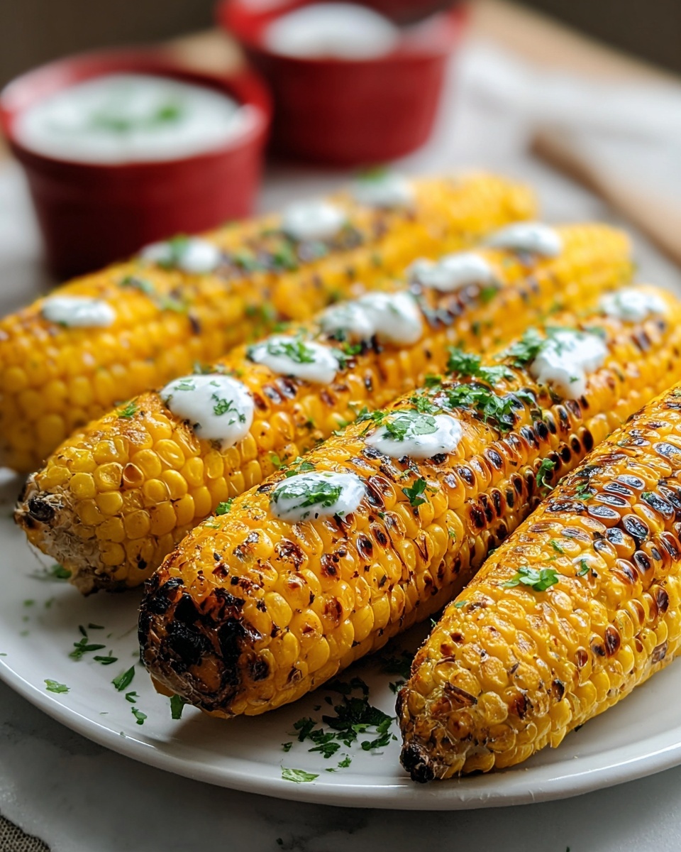 Grilled Buffalo Corn with Vegan Ranch Recipe - Recipe Image