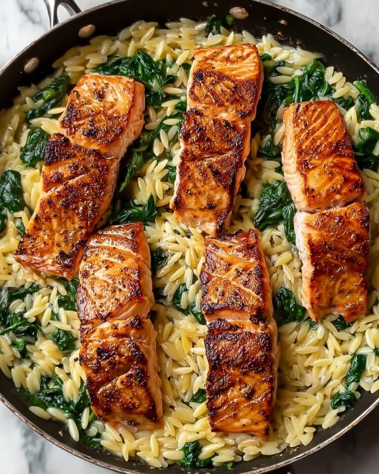 One Skillet Salmon with Lemon Orzo Recipe