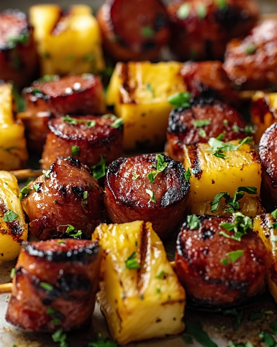Pineapple Hasselback Kielbasa Bites Recipe - Recipe Image