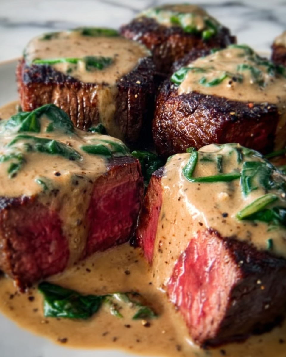Peppercorn-Crusted Filet Mignon with Creamy Green Peppercorn Sauce Recipe - Recipe Image