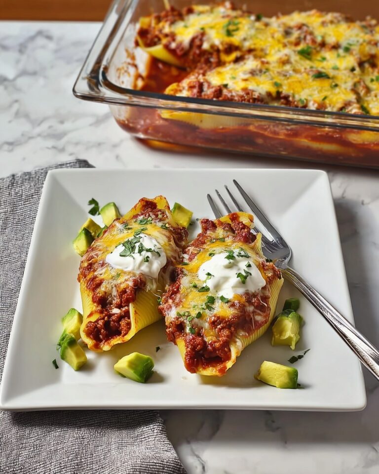 Enchilada-Stuffed Shells with Black Beans, Ground Meat, and Cheese Recipe