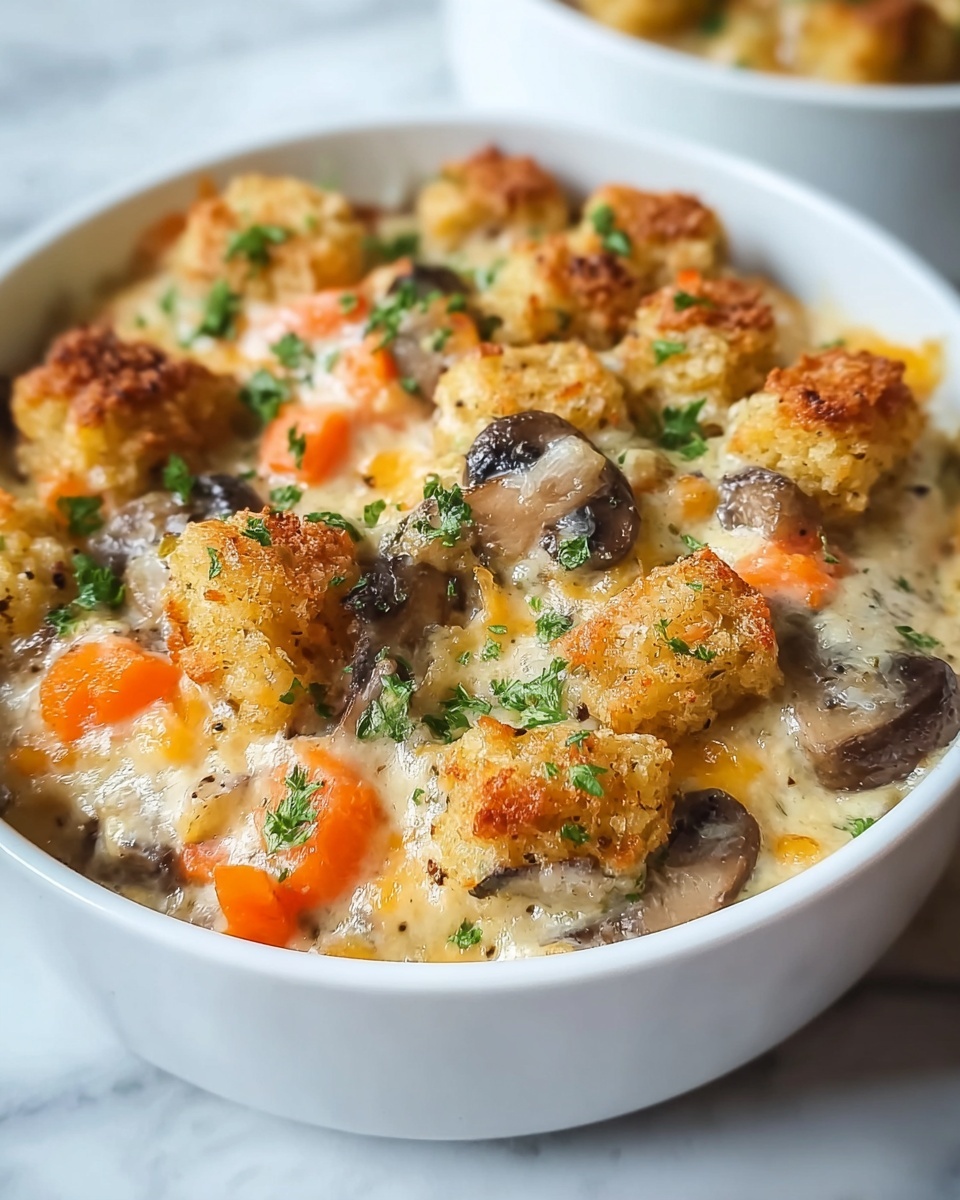 Easy & Delicious Tater Tot Casserole with Cream of Mushroom Soup Recipe - Recipe Image