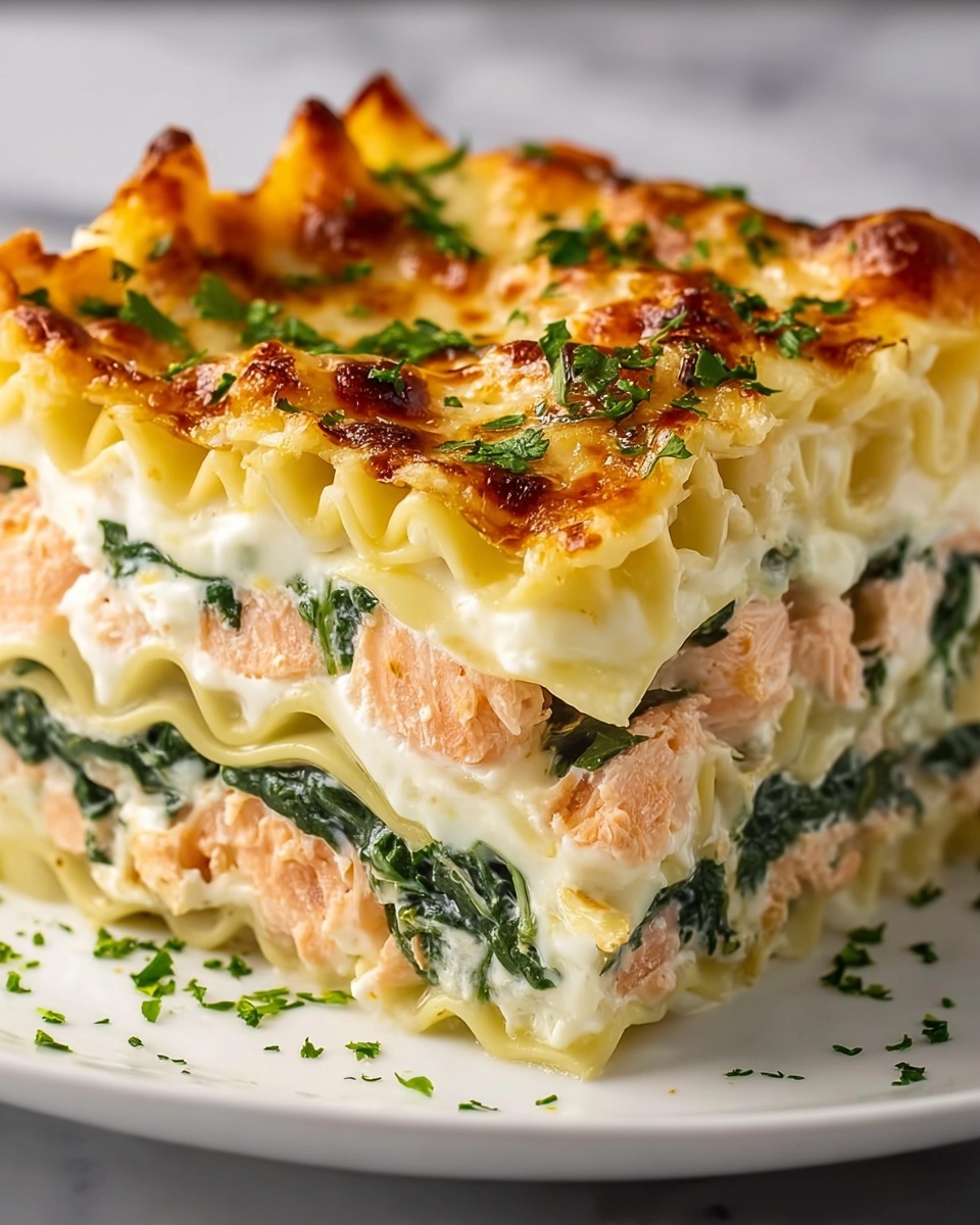 Salmon Spinach Lasagna Recipe - Recipe Image