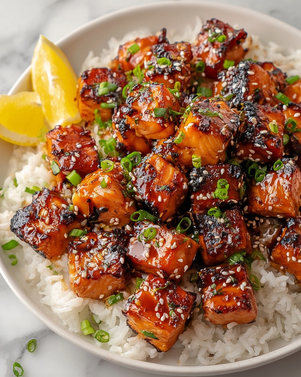 Mouthwatering Honey Garlic Salmon Bites Recipe - Recipe Image