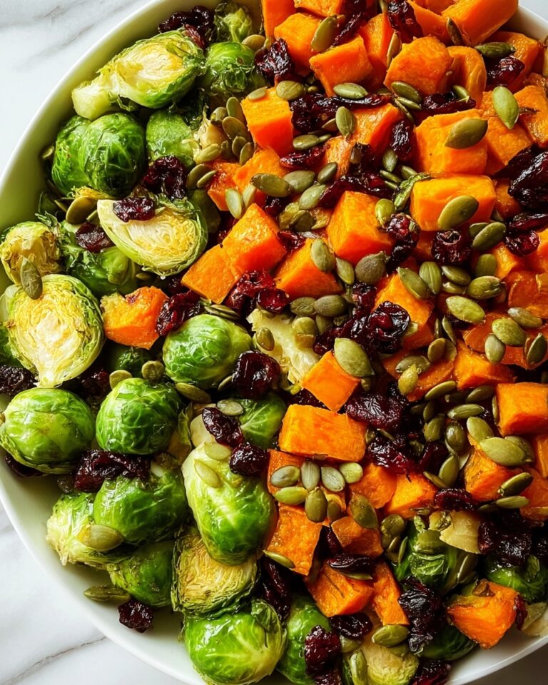 Roasted Brussels Sprouts Salad with Maple Butternut Squash, Pumpkin Seeds, and Cranberries Recipe