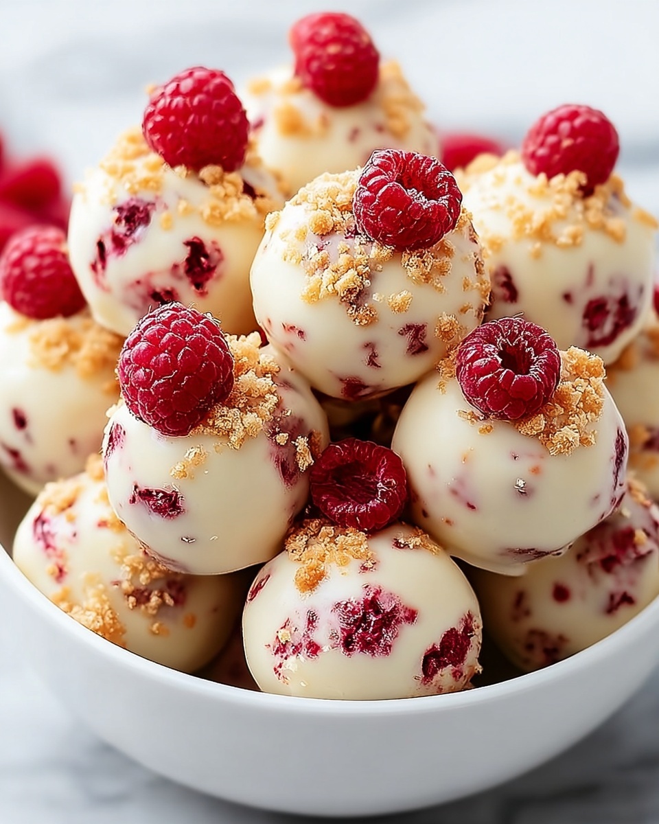White Chocolate Raspberry Cheesecake Balls Recipe - Recipe Image