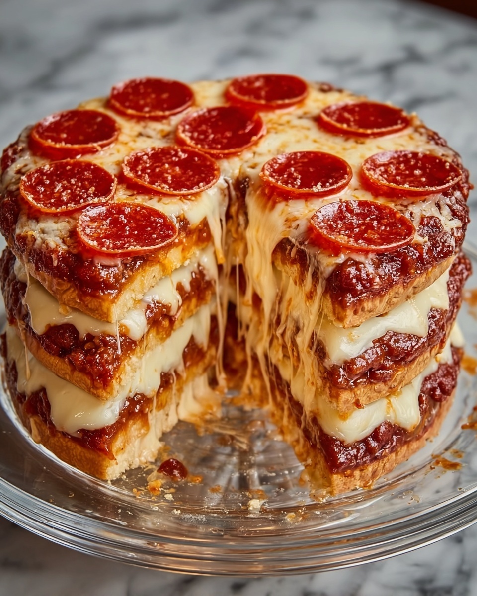 Pepperoni Pizza Layer Cake Recipe - Recipe Image