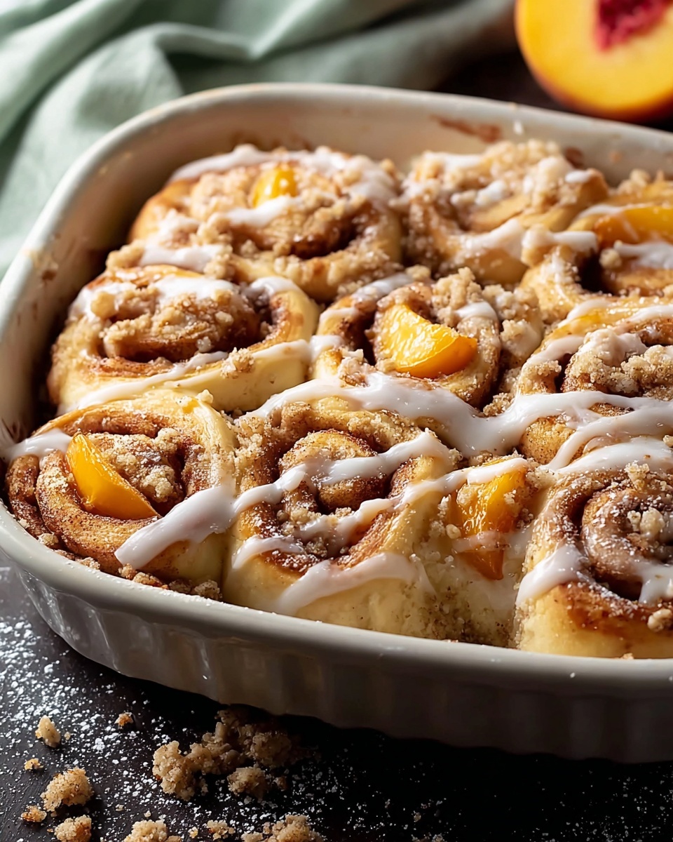 Peach Cobbler Cinnamon Rolls Recipe - Recipe Image