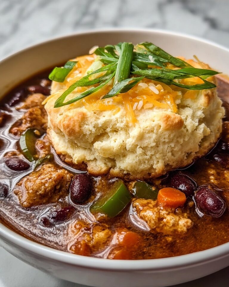 Chipotle Chicken Chili with Cheddar Bay Biscuit Topping Recipe