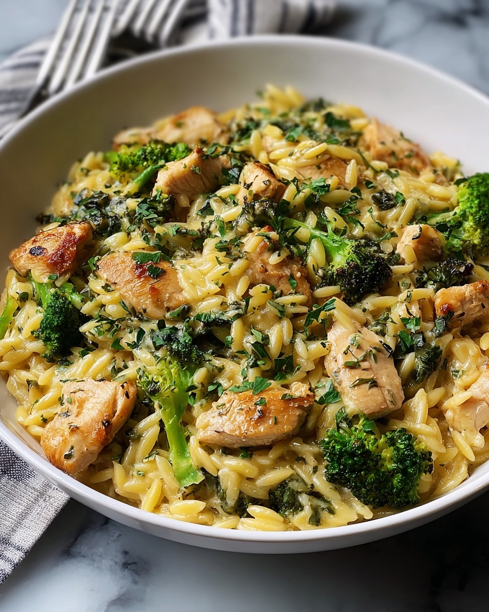 Cheesy Chicken Broccoli Orzo Recipe - Recipe Image