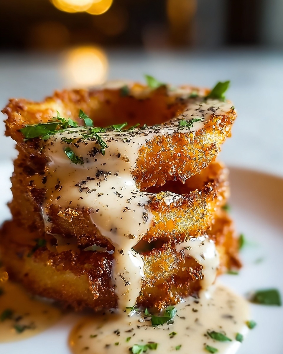 Crispy Onion Rings Drizzled Recipe - Recipe Image