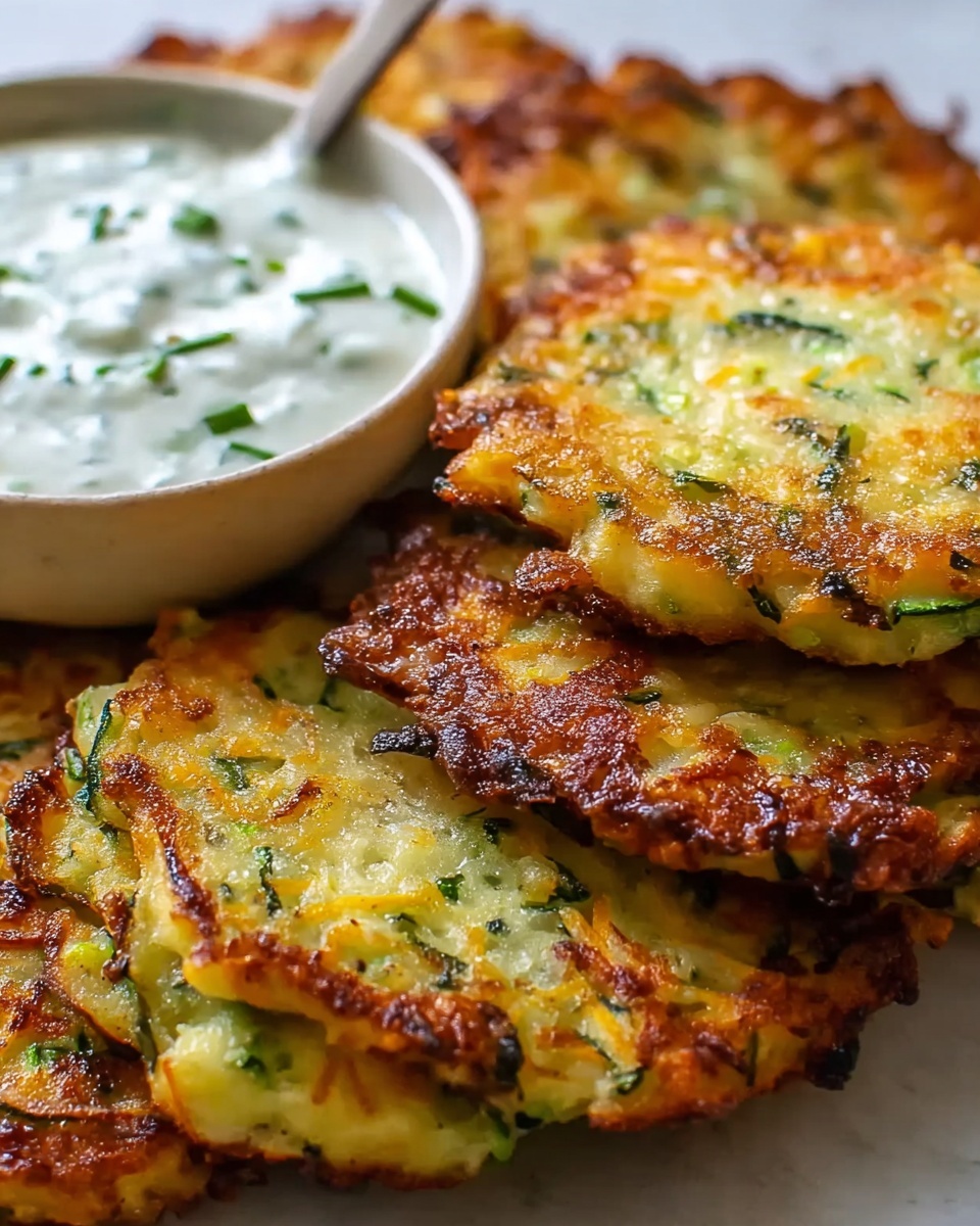 Crispy Vegetable Fritters with Creamy Garlic Tzatziki Recipe - Recipe Image