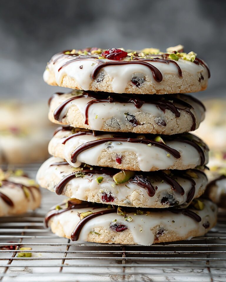 White Chocolate Drizzled Cranberry-Pistachio Shortbread Cookies Recipe