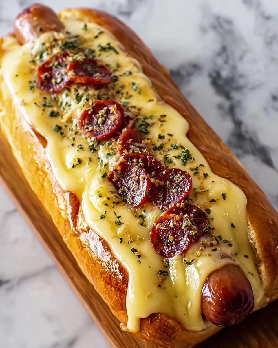 Huge Cheese Dog Sandwich with a Pizza Slice Inside Recipe - Recipe Image