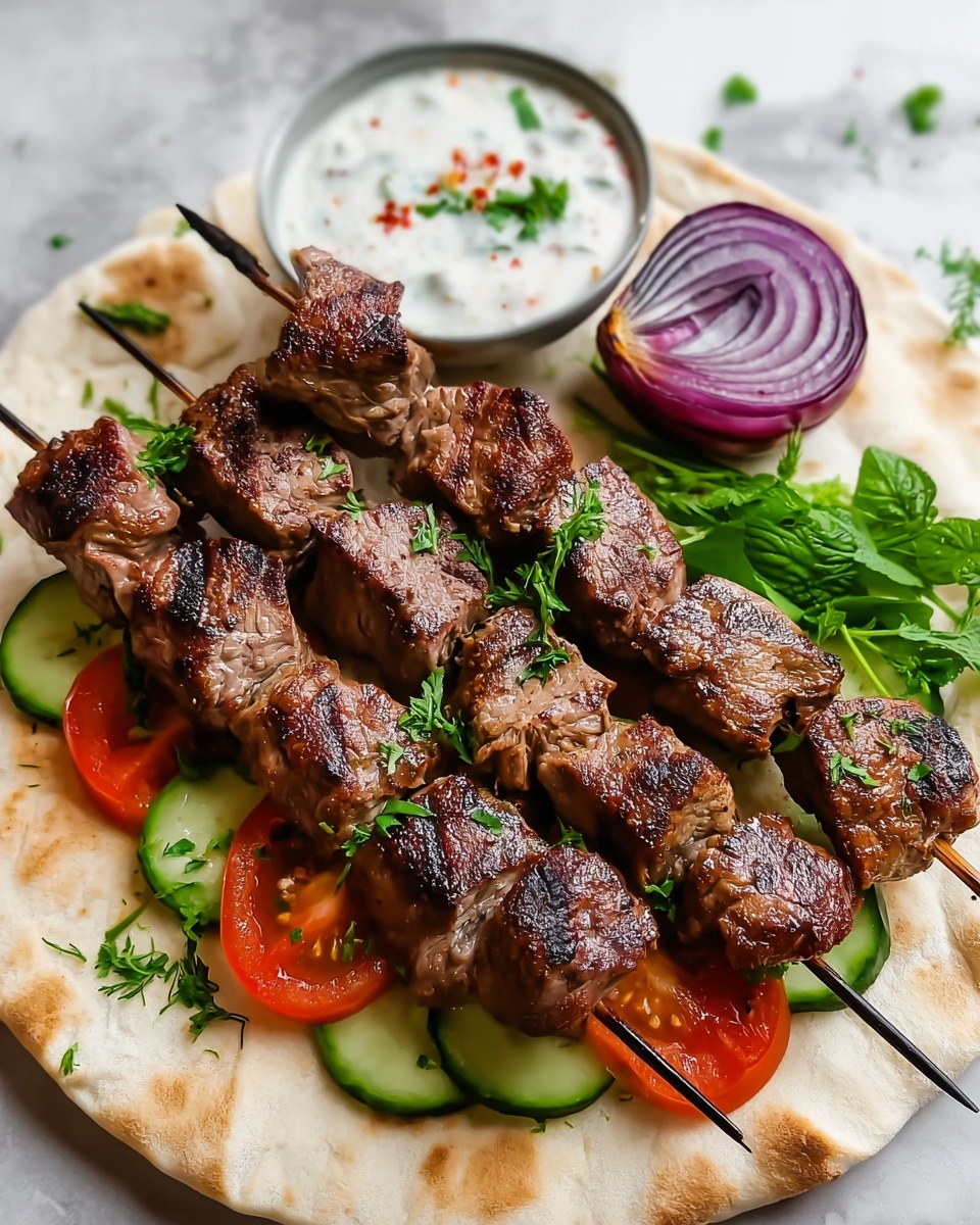 Greek Lamb Souvlaki and Homemade Pita Recipe - Recipe Image