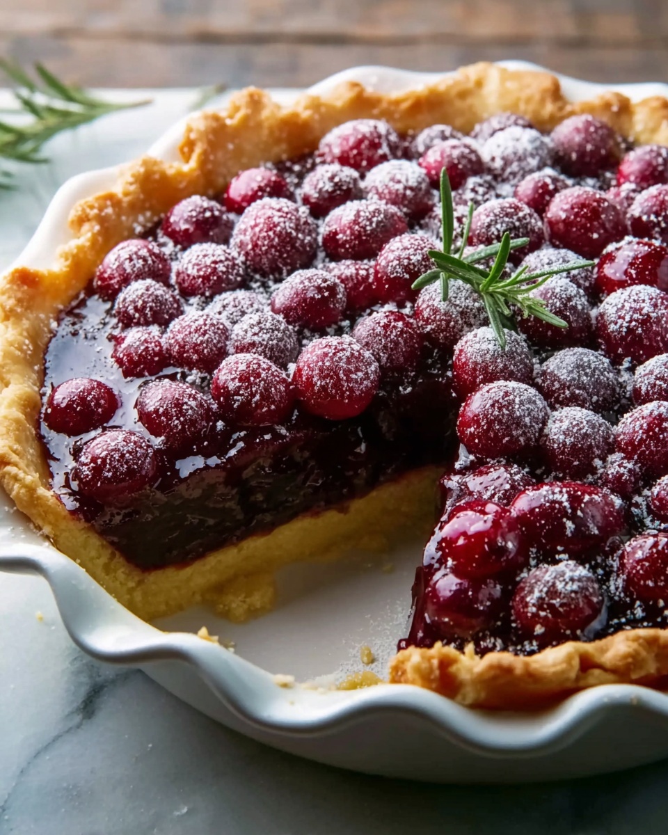 Cranberry-Fudge Pie with Candied Cranberries Recipe - Recipe Image