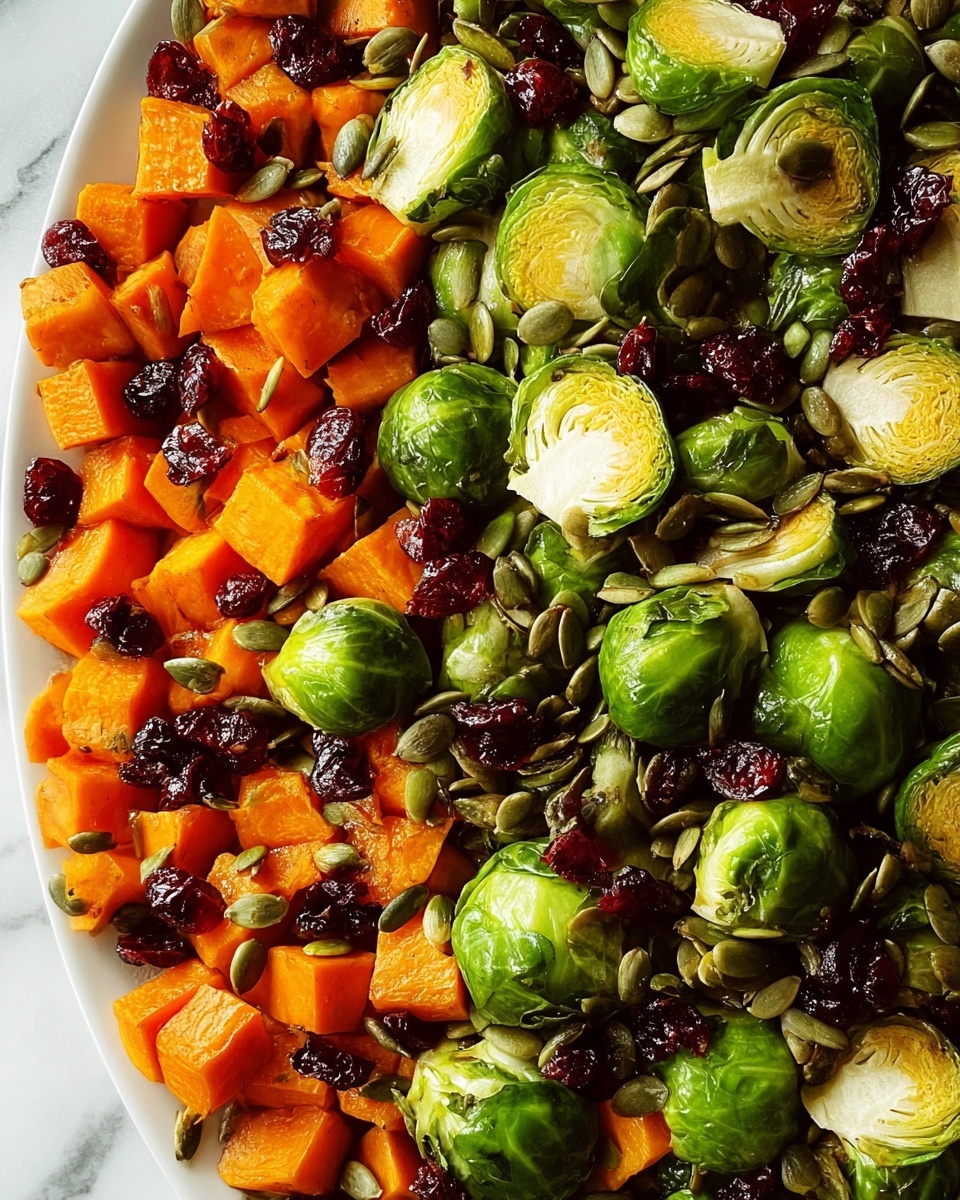 Roasted Brussels Sprouts Salad with Maple Butternut Squash, Pumpkin Seeds, and Cranberries Recipe - Recipe Image