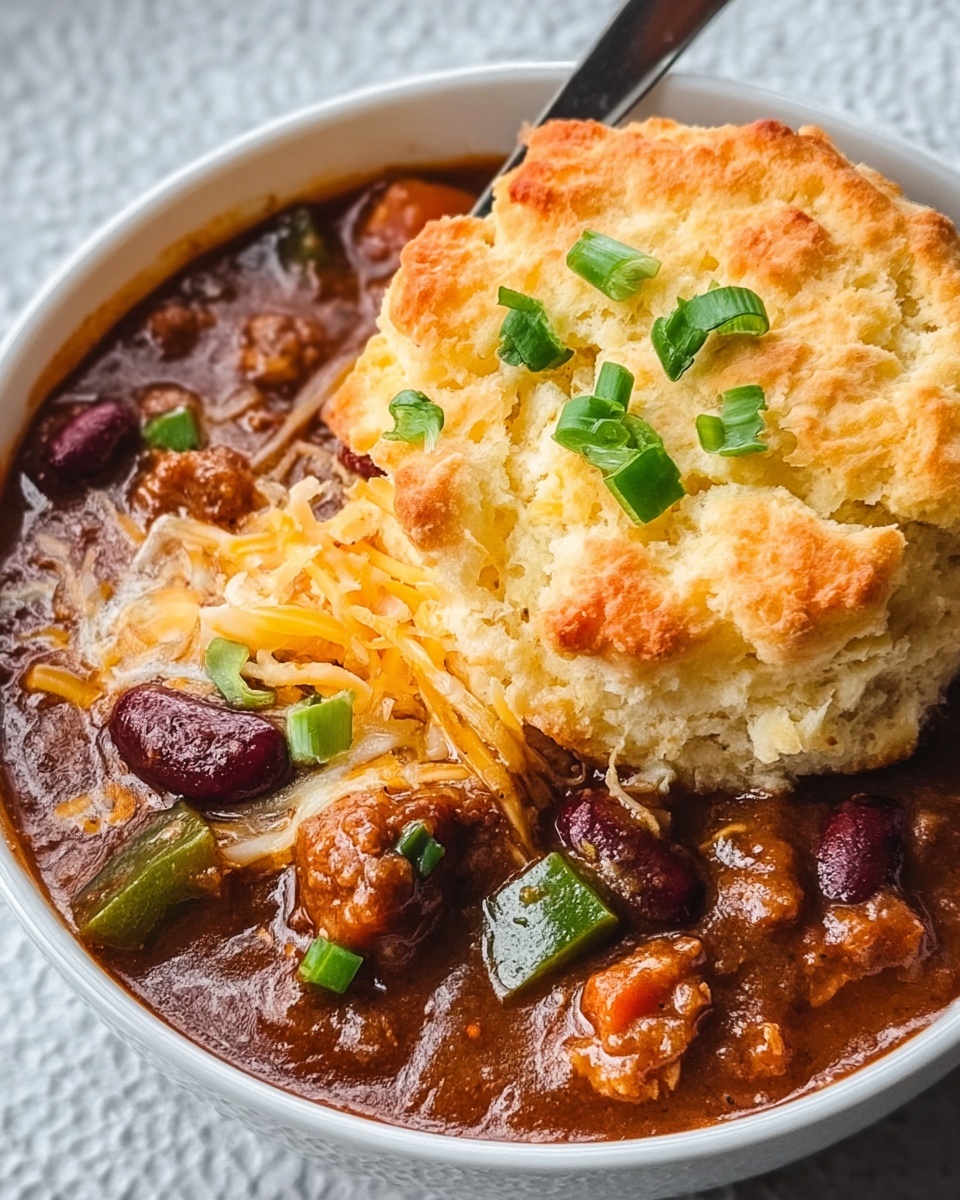 Chipotle Chicken Chili with Cheddar Bay Biscuit Topping Recipe - Recipe Image