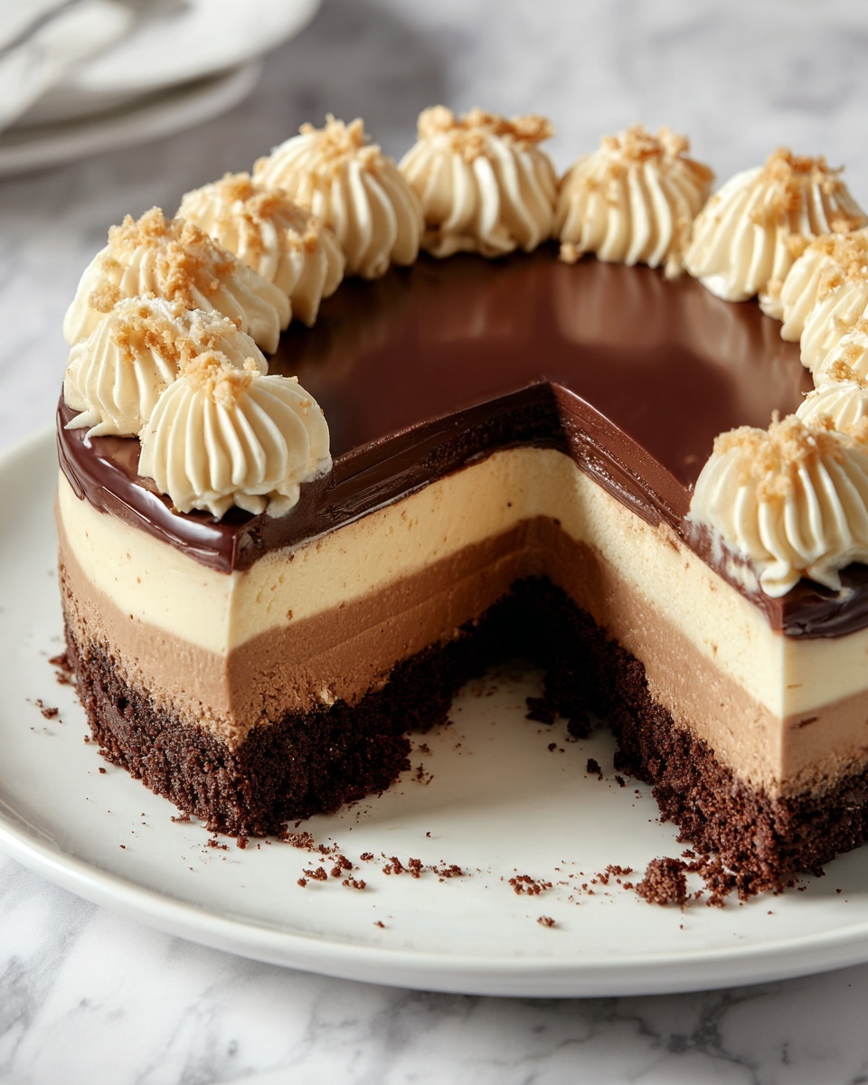 No-Bake Chocolate Peanut Butter Cheesecake Recipe - Recipe Image