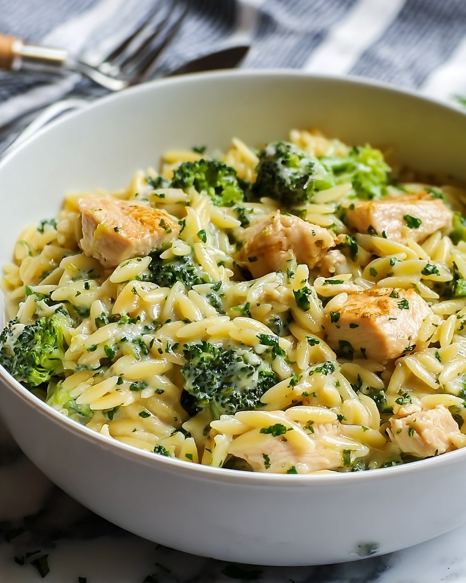 Cheesy Chicken Broccoli Orzo Recipe - Recipe Image