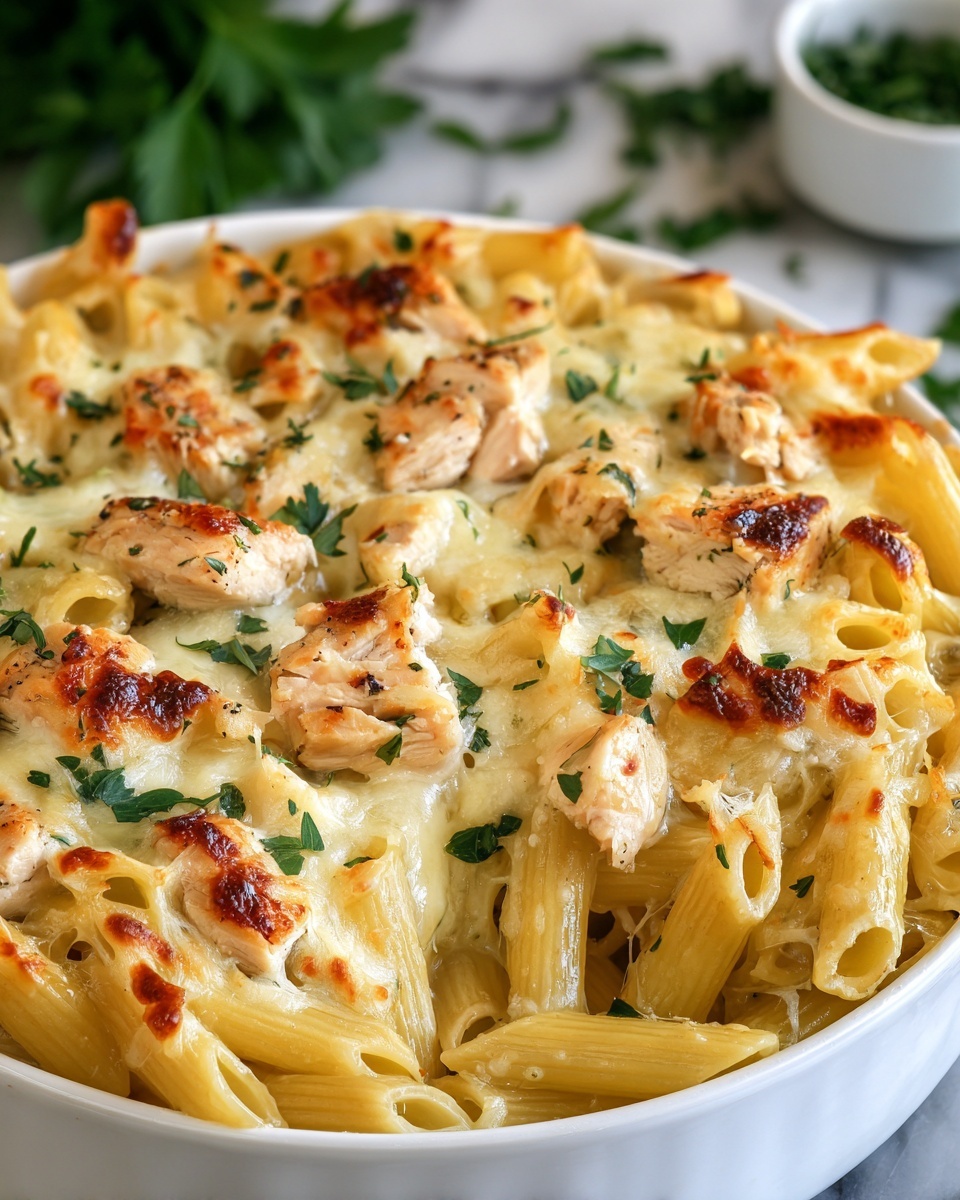 Garlic Parmesan Chicken Pasta Bake Recipe - Recipe Image