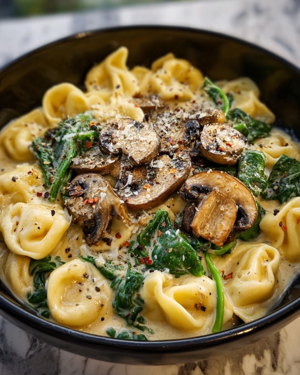 One-Pot Garlic Parmesan Pasta with Spinach and Mushrooms Recipe - Recipe Image