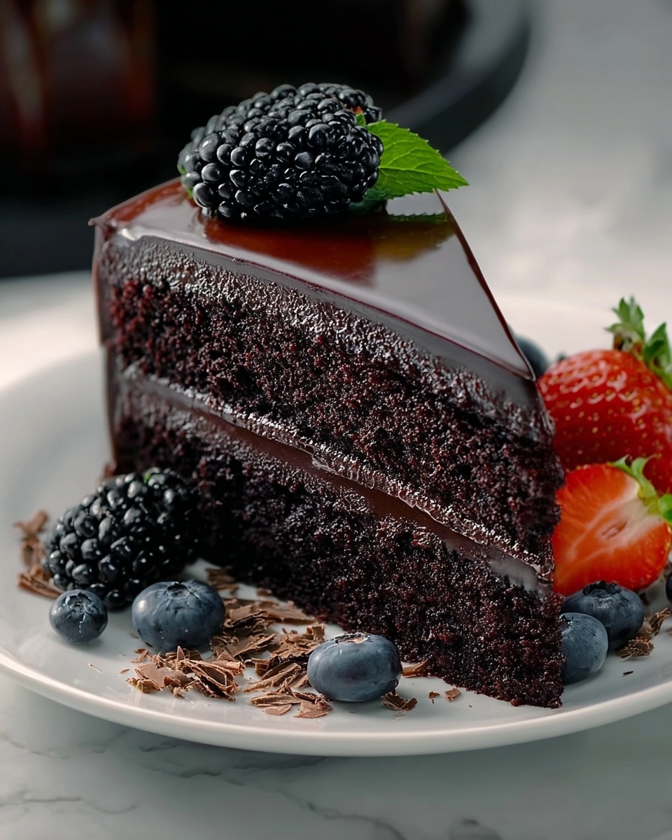 Black Velvet Cake with Blackberry Filling and Chocolate Frosting Recipe - Recipe Image