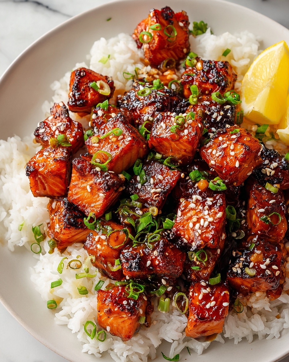 Mouthwatering Honey Garlic Salmon Bites Recipe - Recipe Image