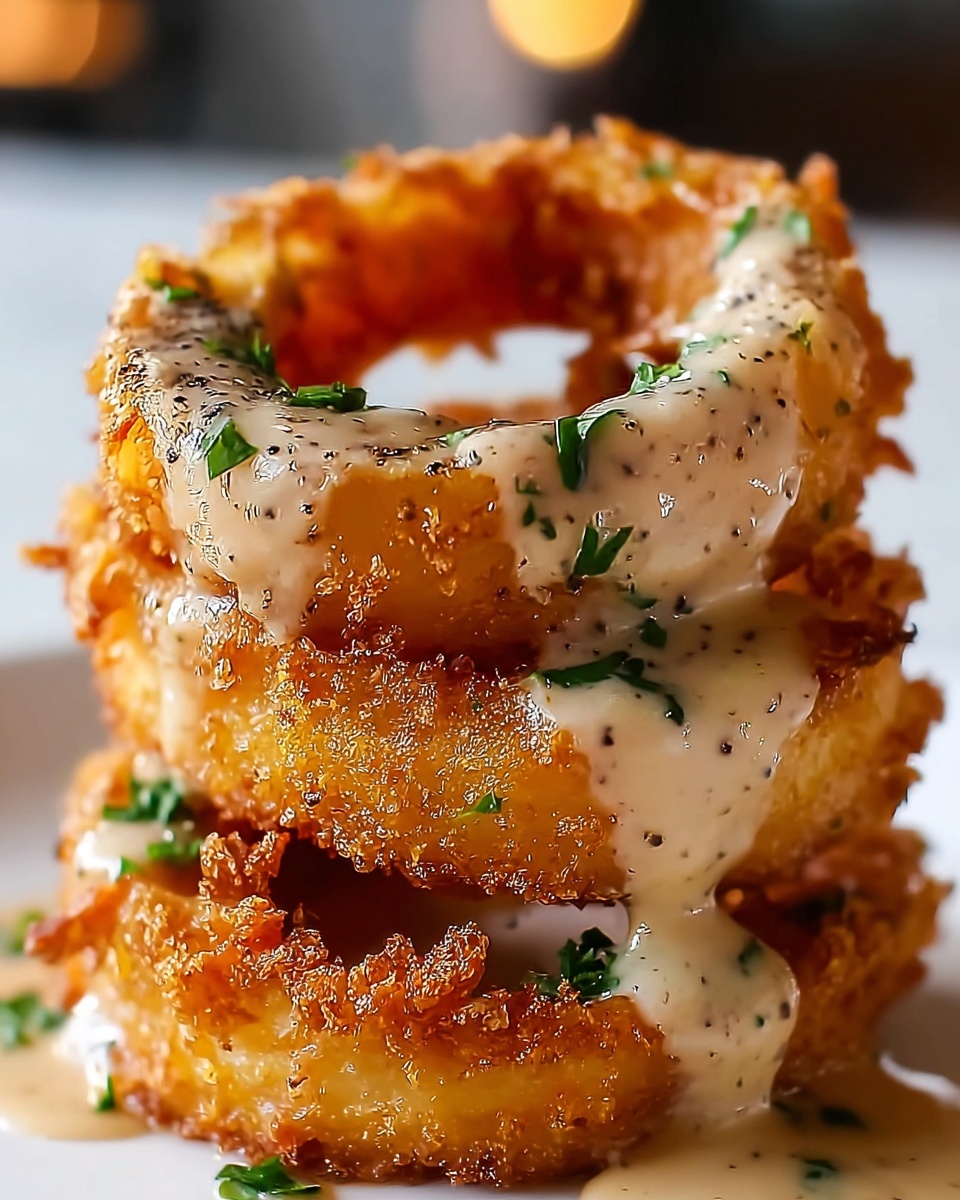 Crispy Onion Rings Drizzled Recipe - Recipe Image