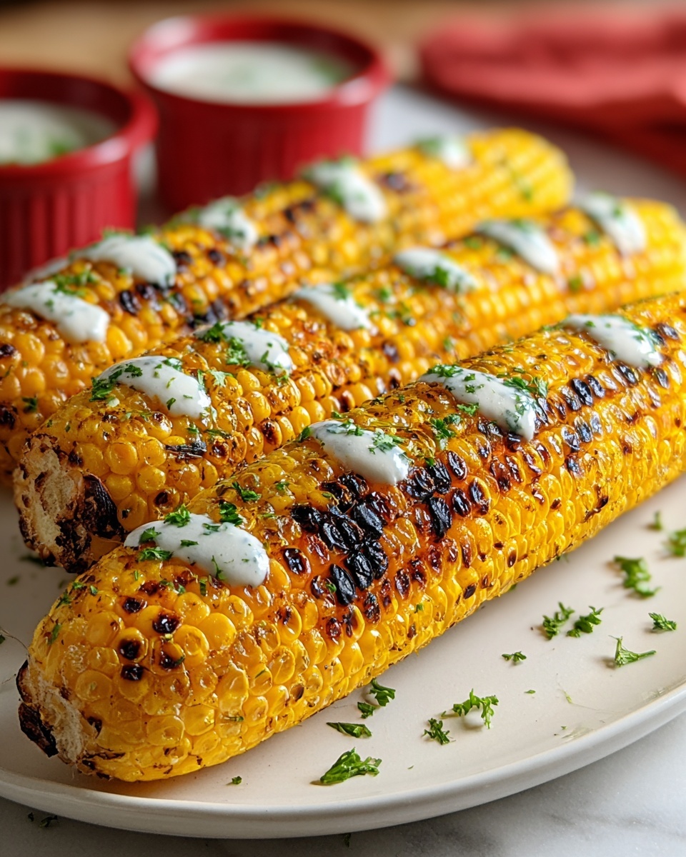 Grilled Buffalo Corn with Vegan Ranch Recipe - Recipe Image