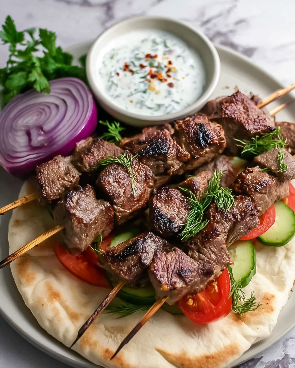 Greek Lamb Souvlaki and Homemade Pita Recipe - Recipe Image