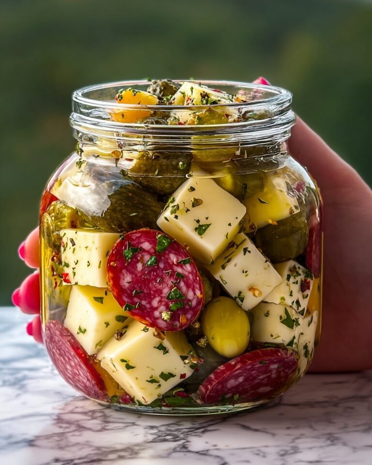 Easy Marinated Cheese Appetizer with Salami & Pickles Recipe